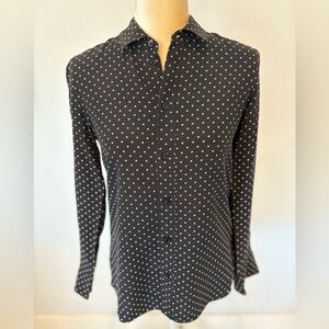 Saint Laurent pairs Black and White Star Print Button Down Shirt, Sz 36